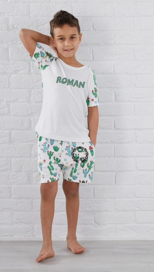 Personalised cactus shorts set