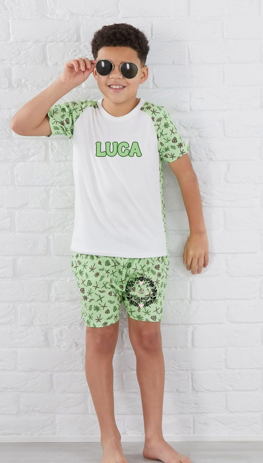 Personalised leaf shorts set