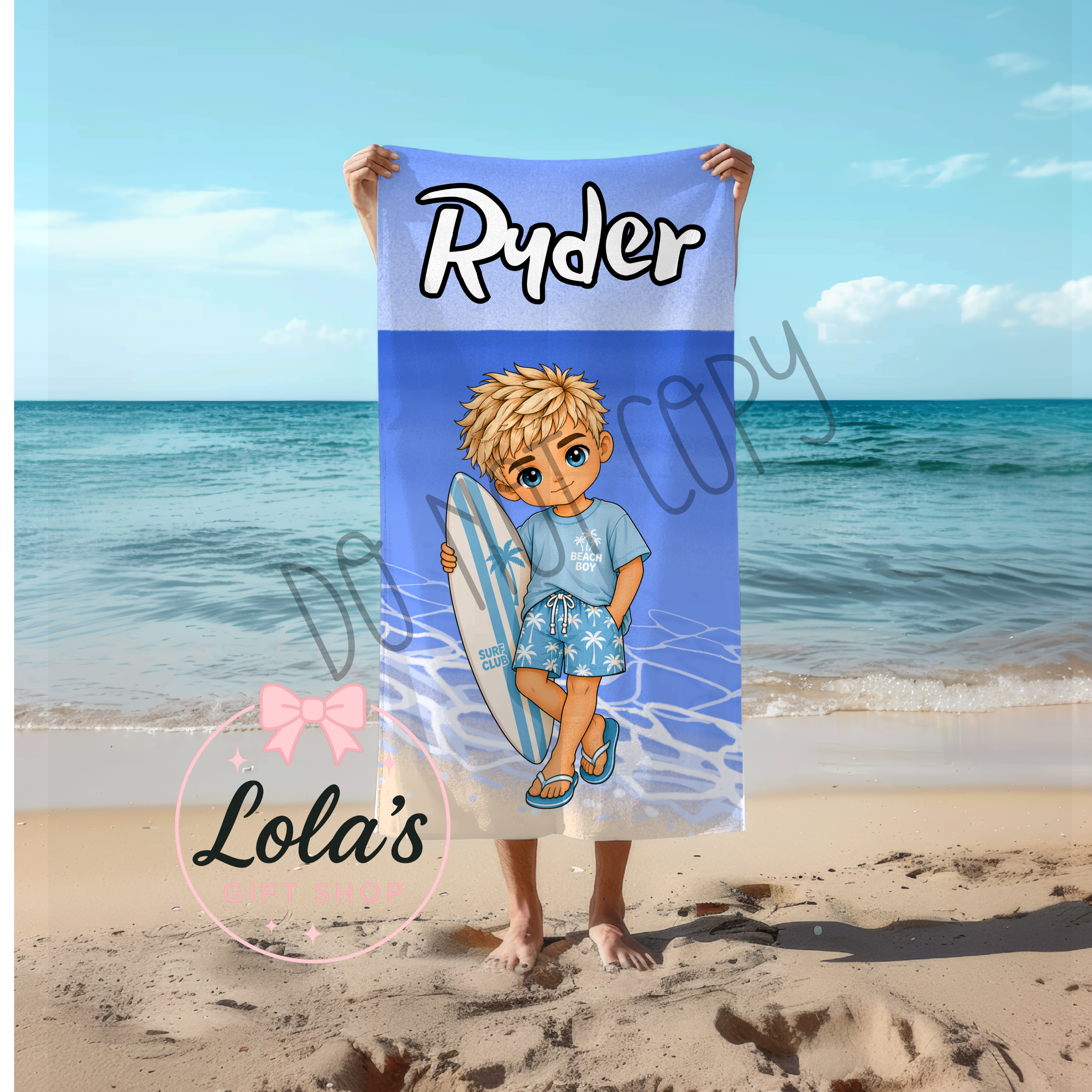 Surf boys personalised beach towel