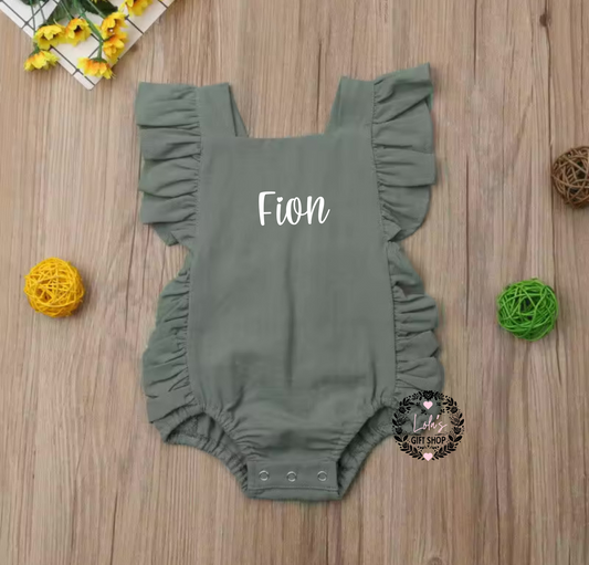 Ruffle personalised sleeveless romper (infants)