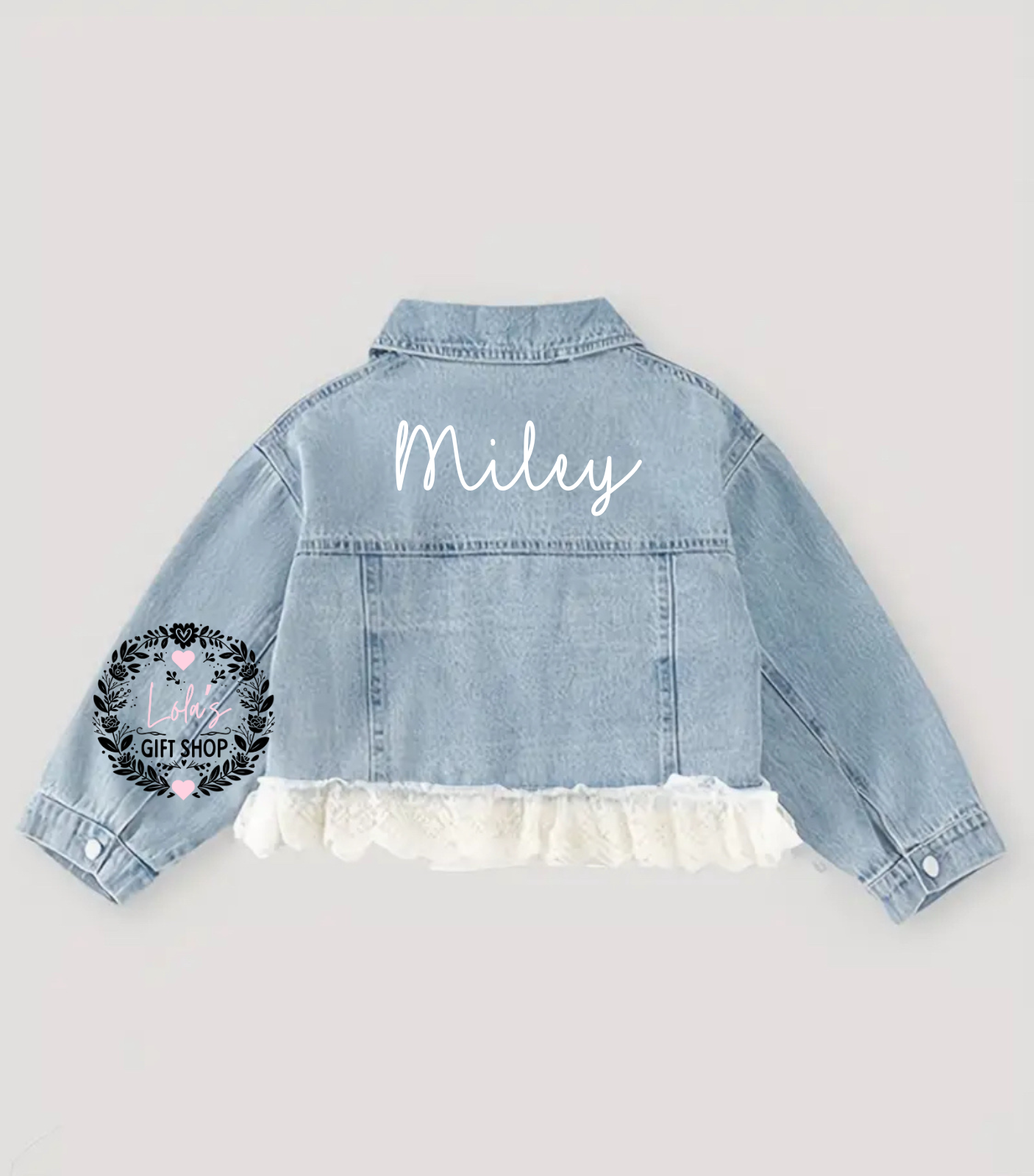 Lace personalised denim jacket