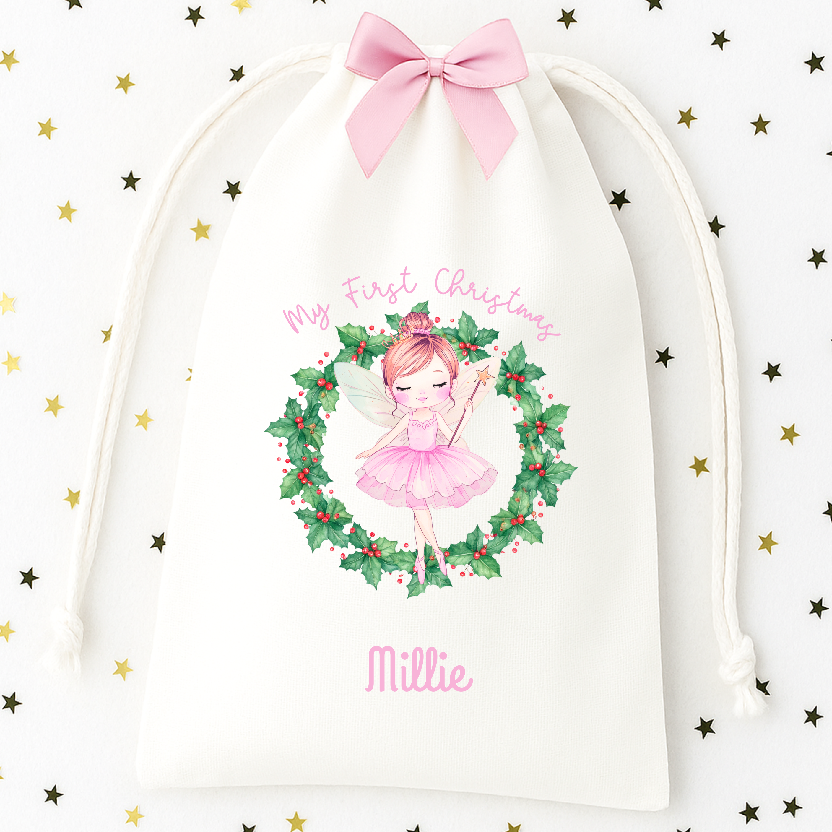 My first Fairy Christmas personalised sack - 2 sizes