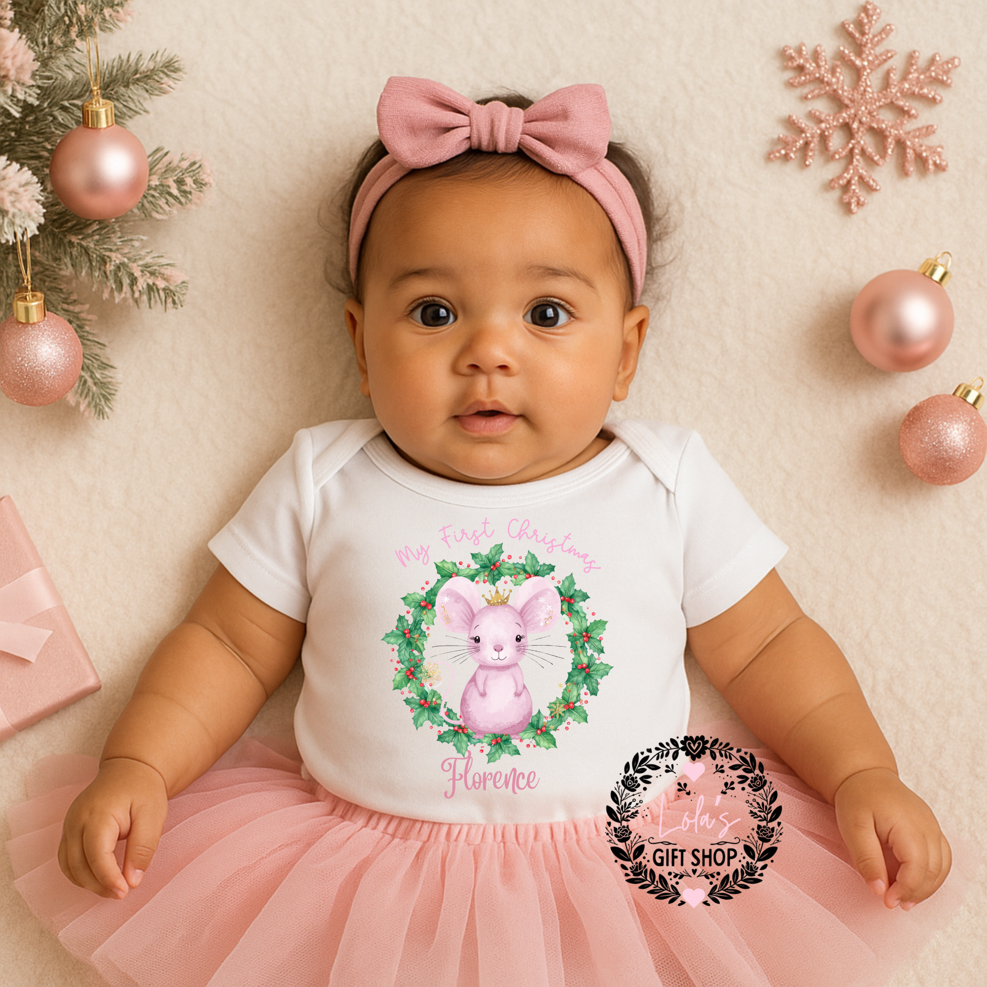 My first Christmas mouse baby vest