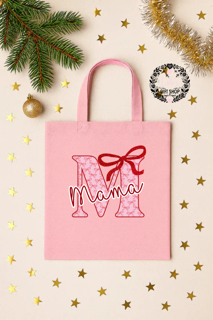 Pink initial tote bag