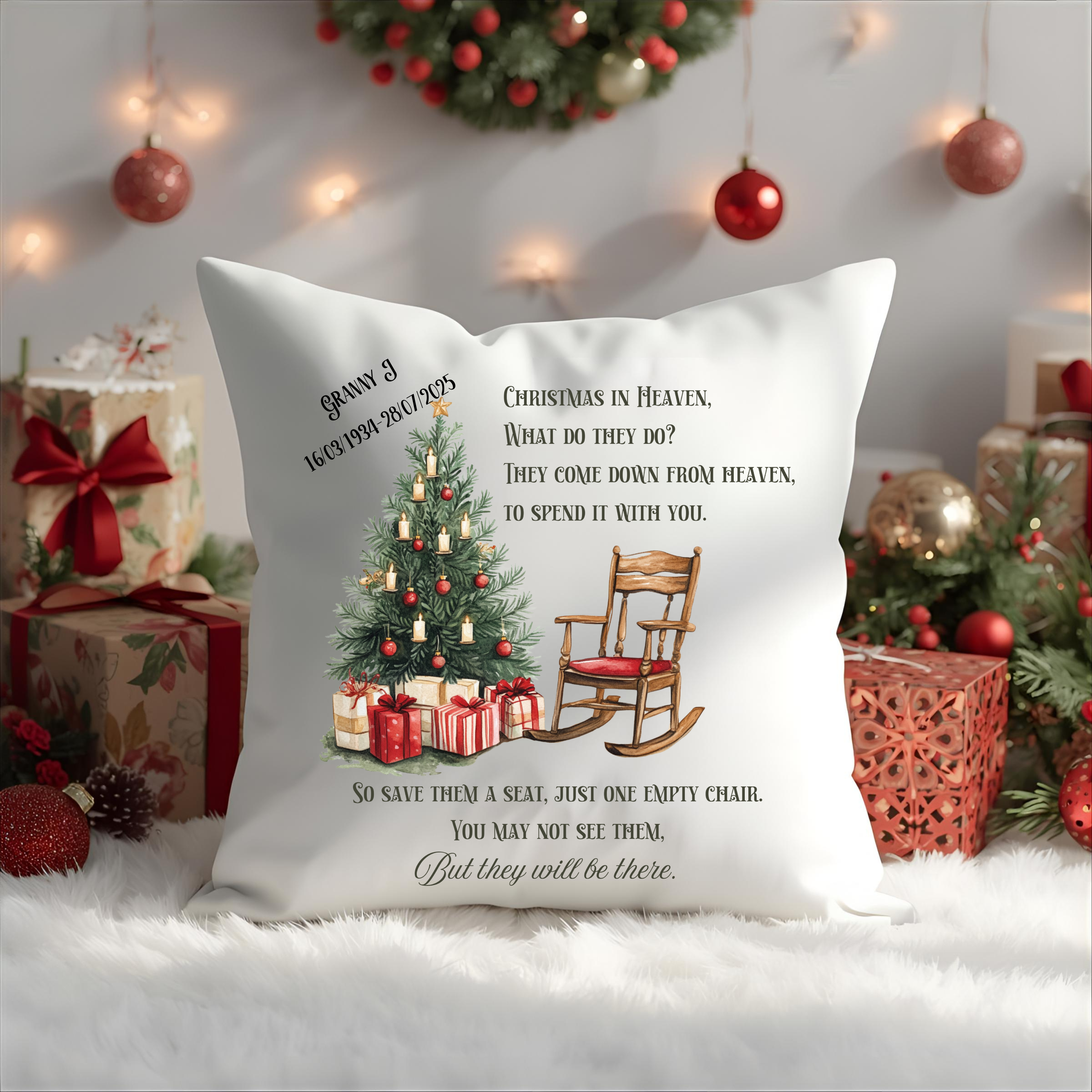 Come down from heaven personalised cushion