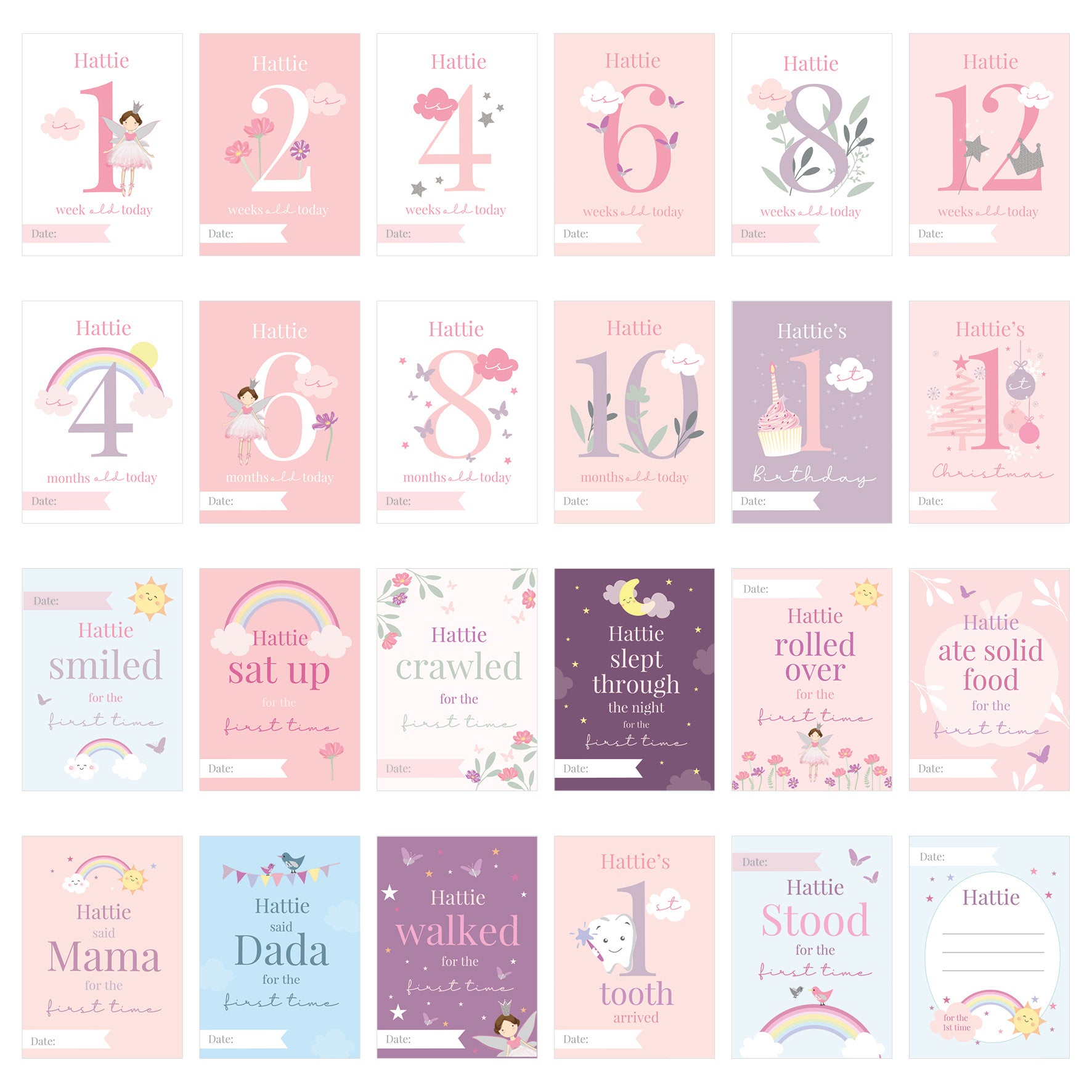 Fairy milestone cards