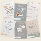 Personalised woodland milestone cards