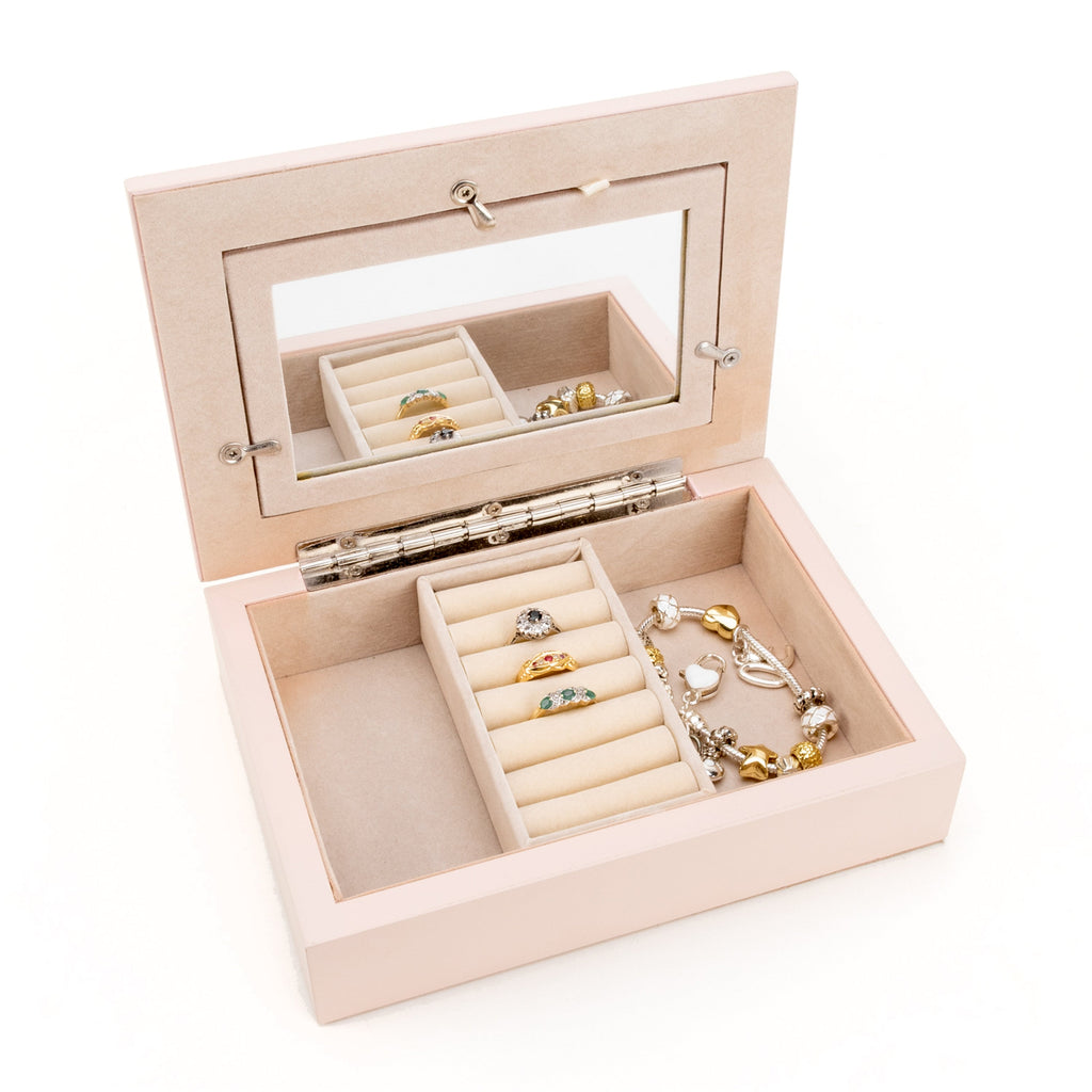 Personalised Blush Pink & Silver Photo Jewellery Box