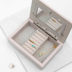 Personalised Blush Pink & Silver Photo Jewellery Box