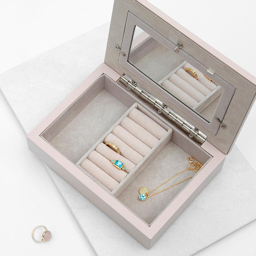 Personalised Blush Pink & Silver Photo Jewellery Box