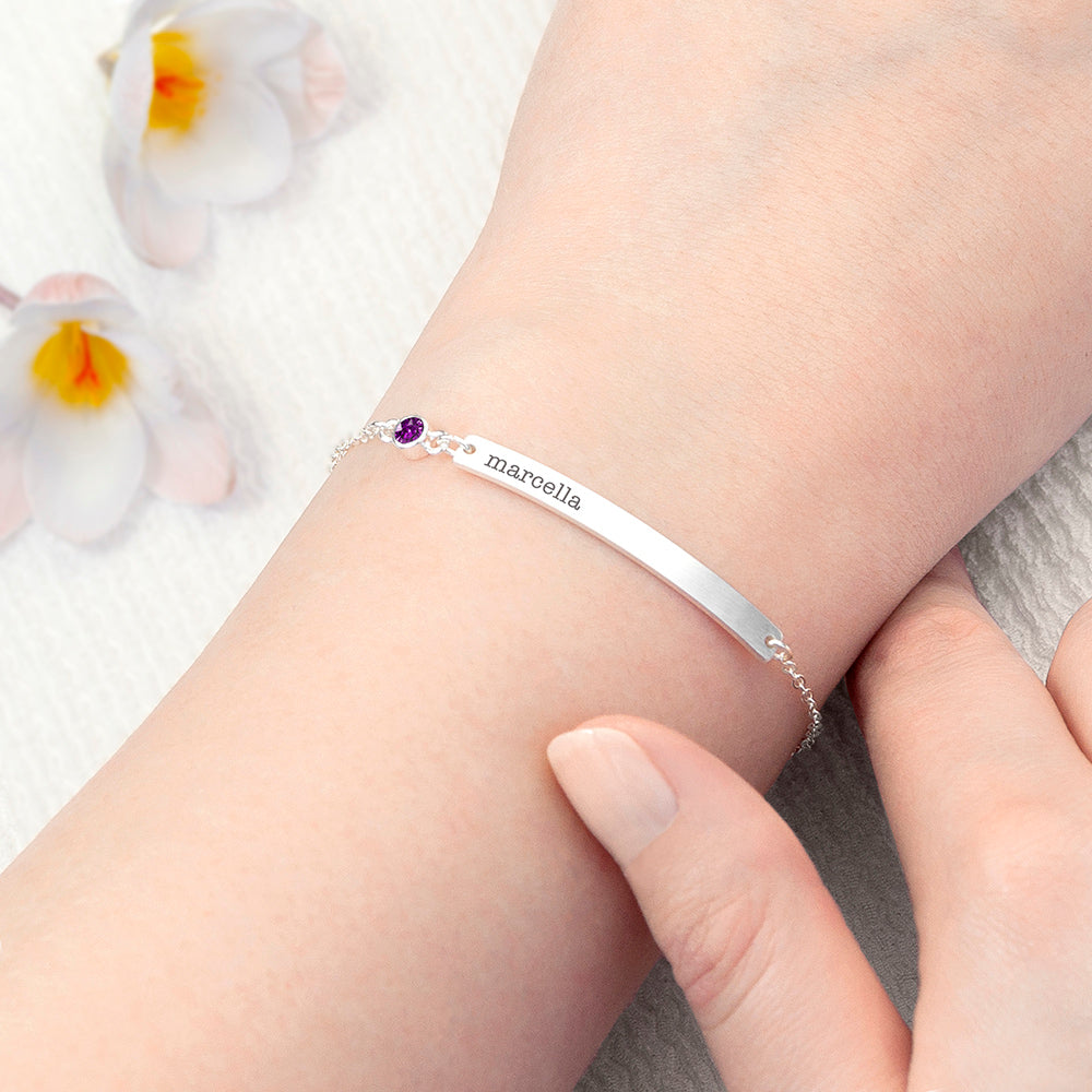 Personalised Silver Birthstone Swarovski Crystal Bracelet