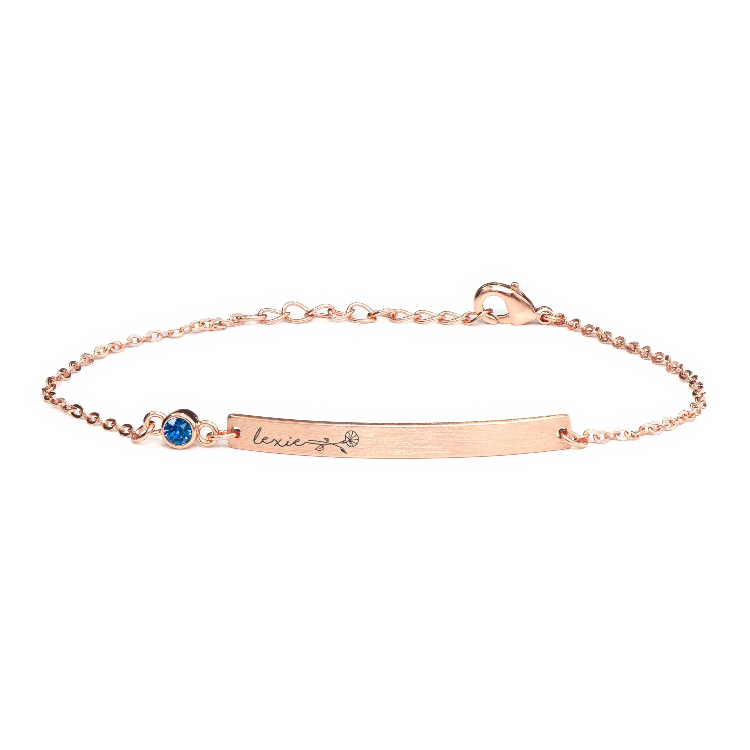 Personalised Birth Flower Swarovski Crystal Rose Gold Bracelet