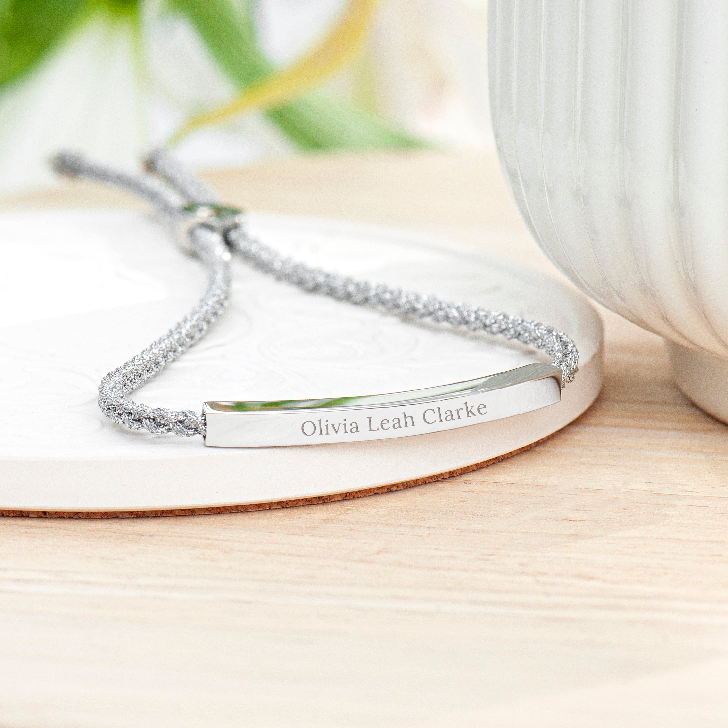 Personalised Silver Identity Rope Bracelet