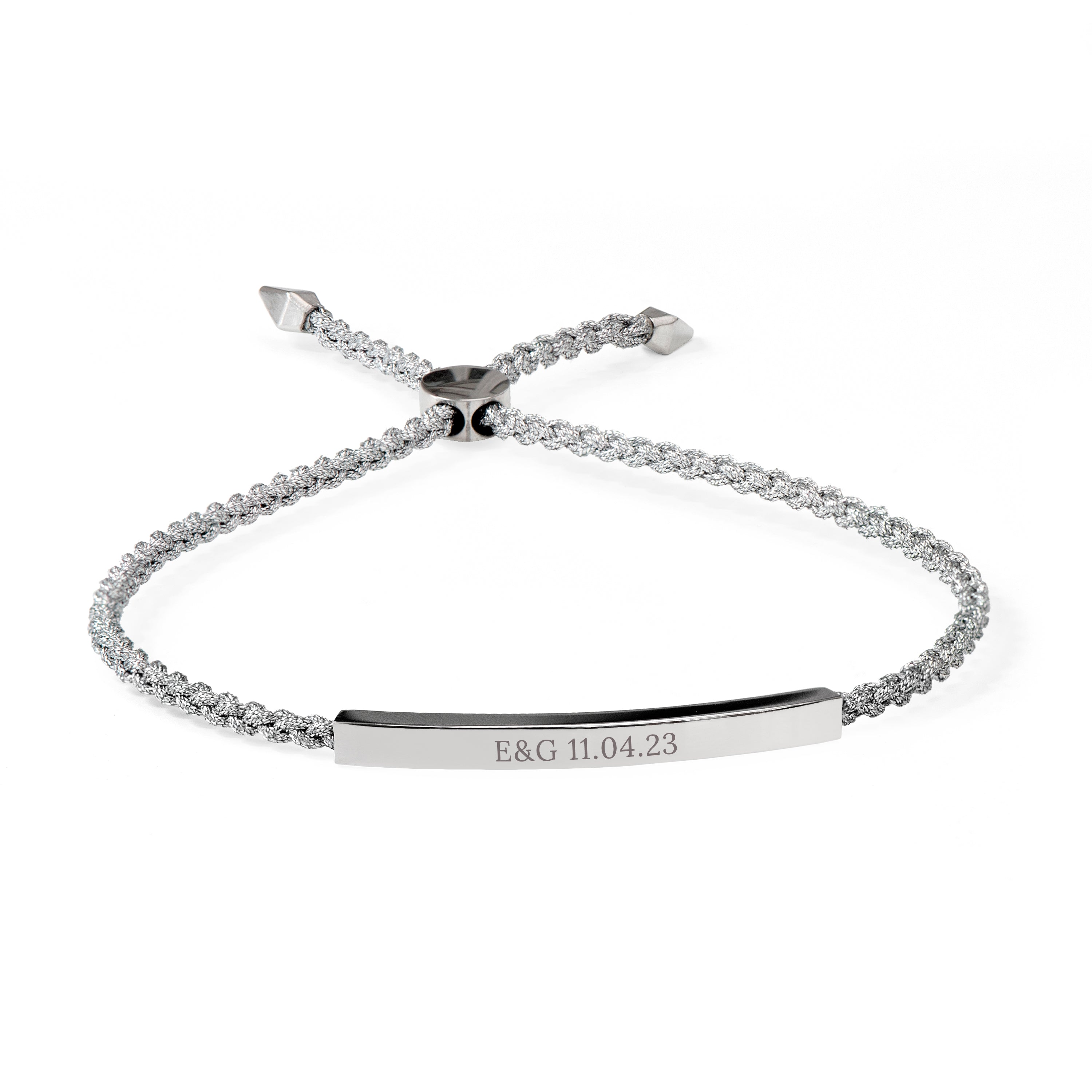 Personalised Silver Identity Rope Bracelet