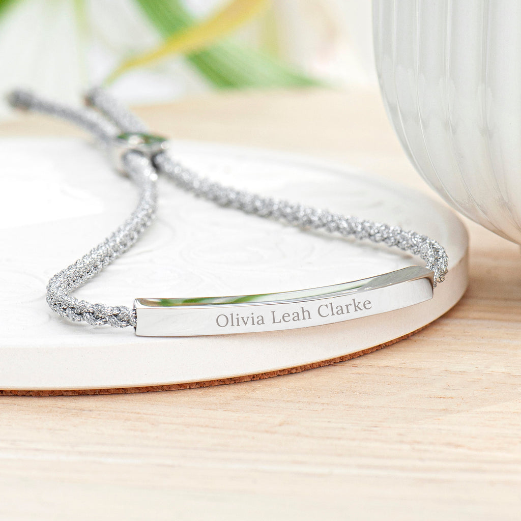 Personalised Silver Identity Rope Bracelet