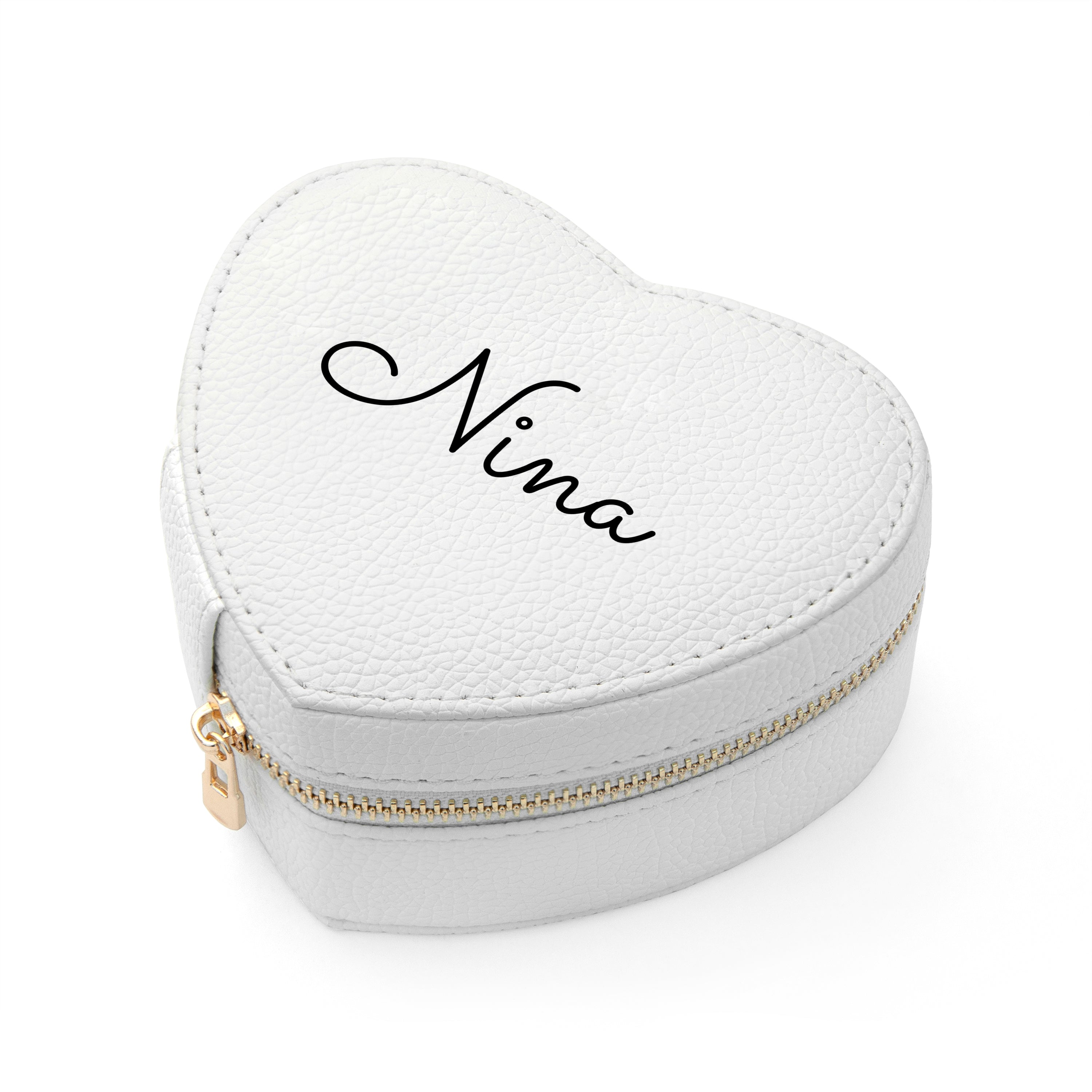 Personalised White Heart Jewellery Case