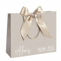 Personalised gift bag with champagne gold ribbon