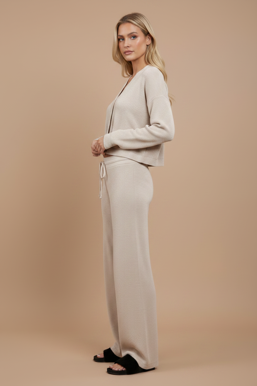3 Button Cardigan with Flares Bottoms Full Suit Set