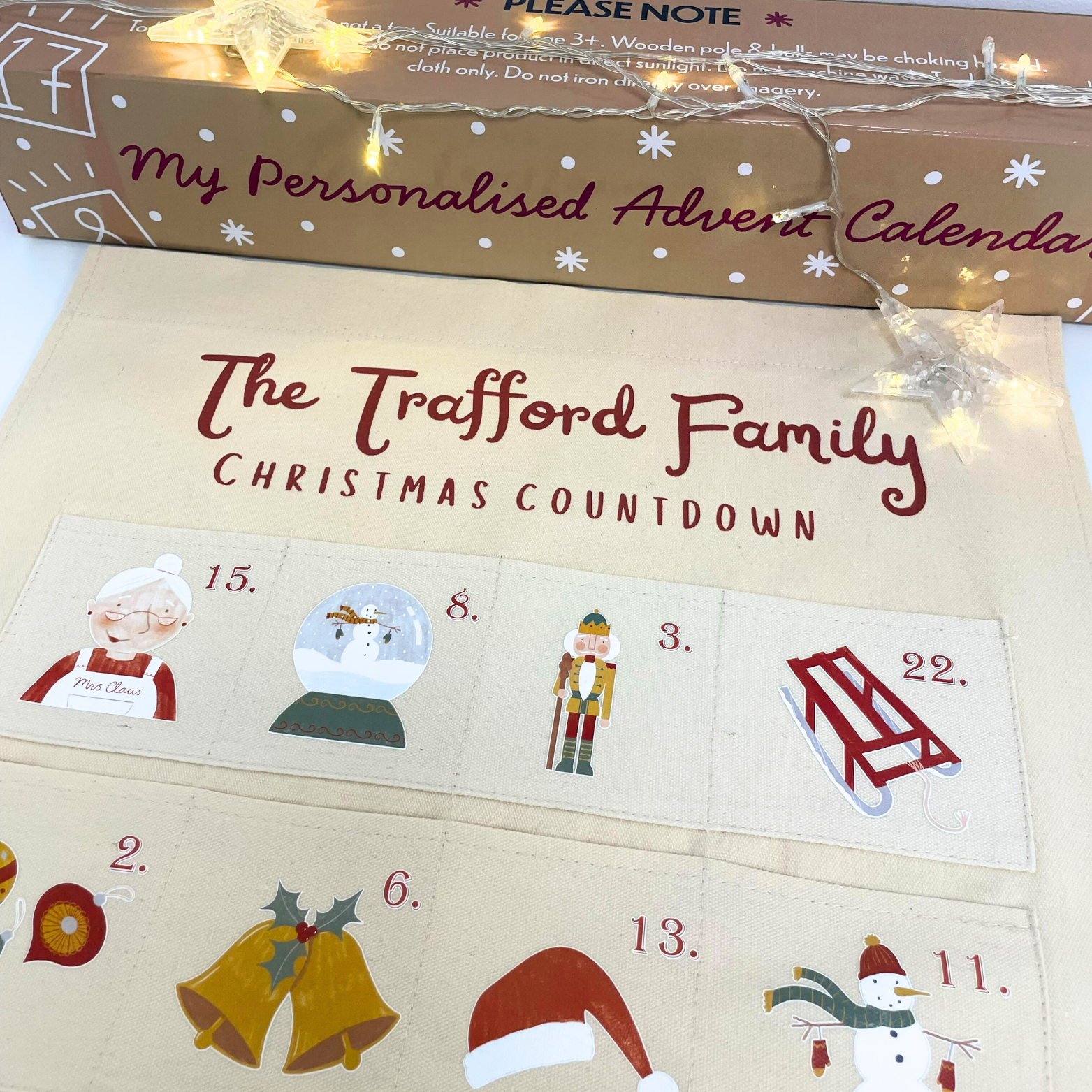 Personalised Fabric Christmas Advent Calendar - Christmas Countdown Calendar
