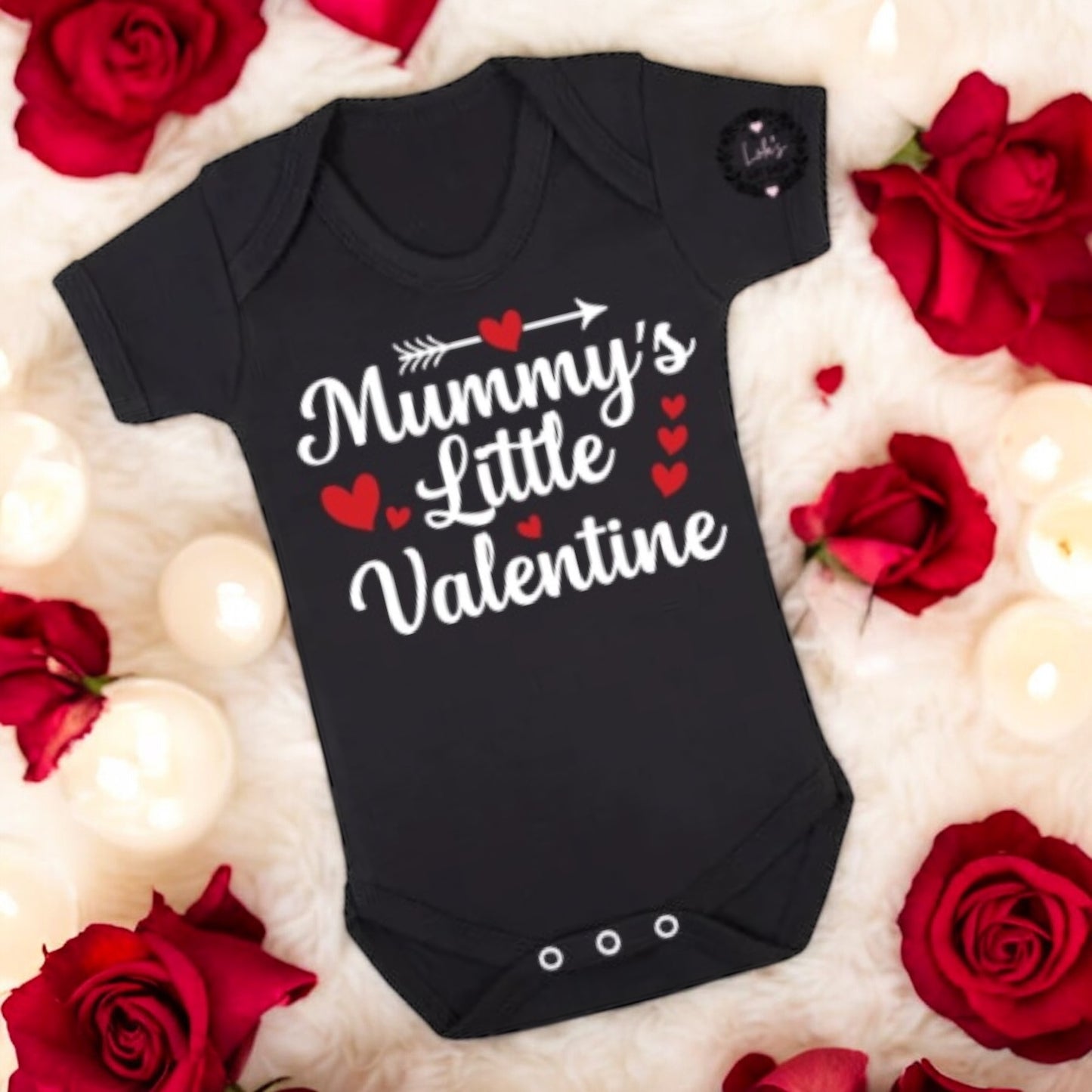 Mummy’s valentines hearts vest/tshirt black