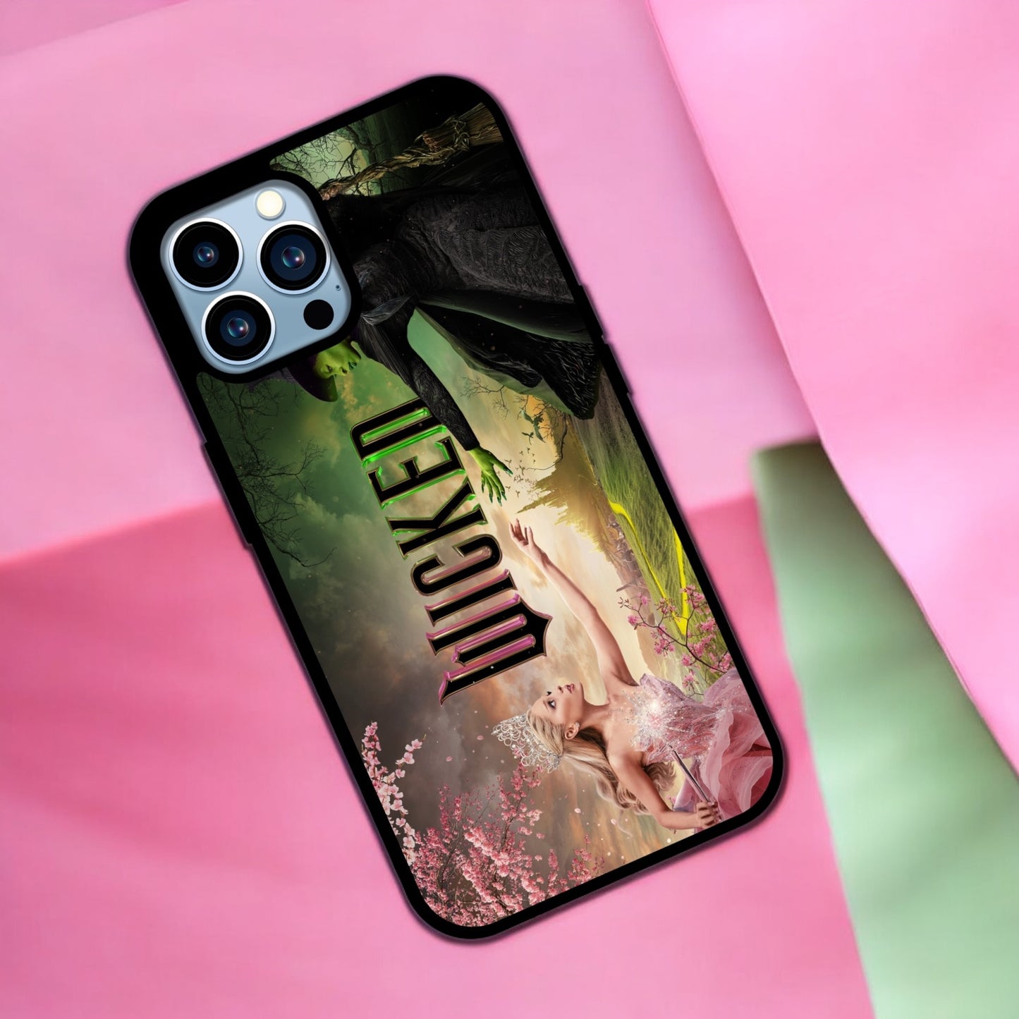 Landscape witch pink and green phone case