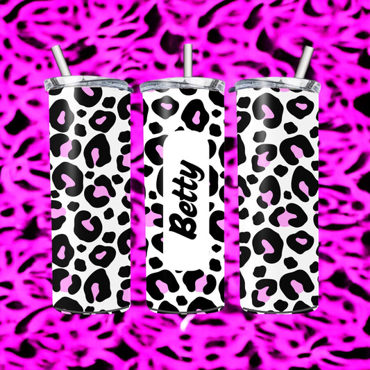 Neon leopard print 15oz personalised tumbler