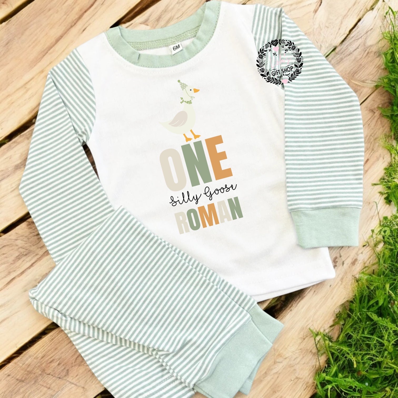 One silly goose sage personalised pyjamas