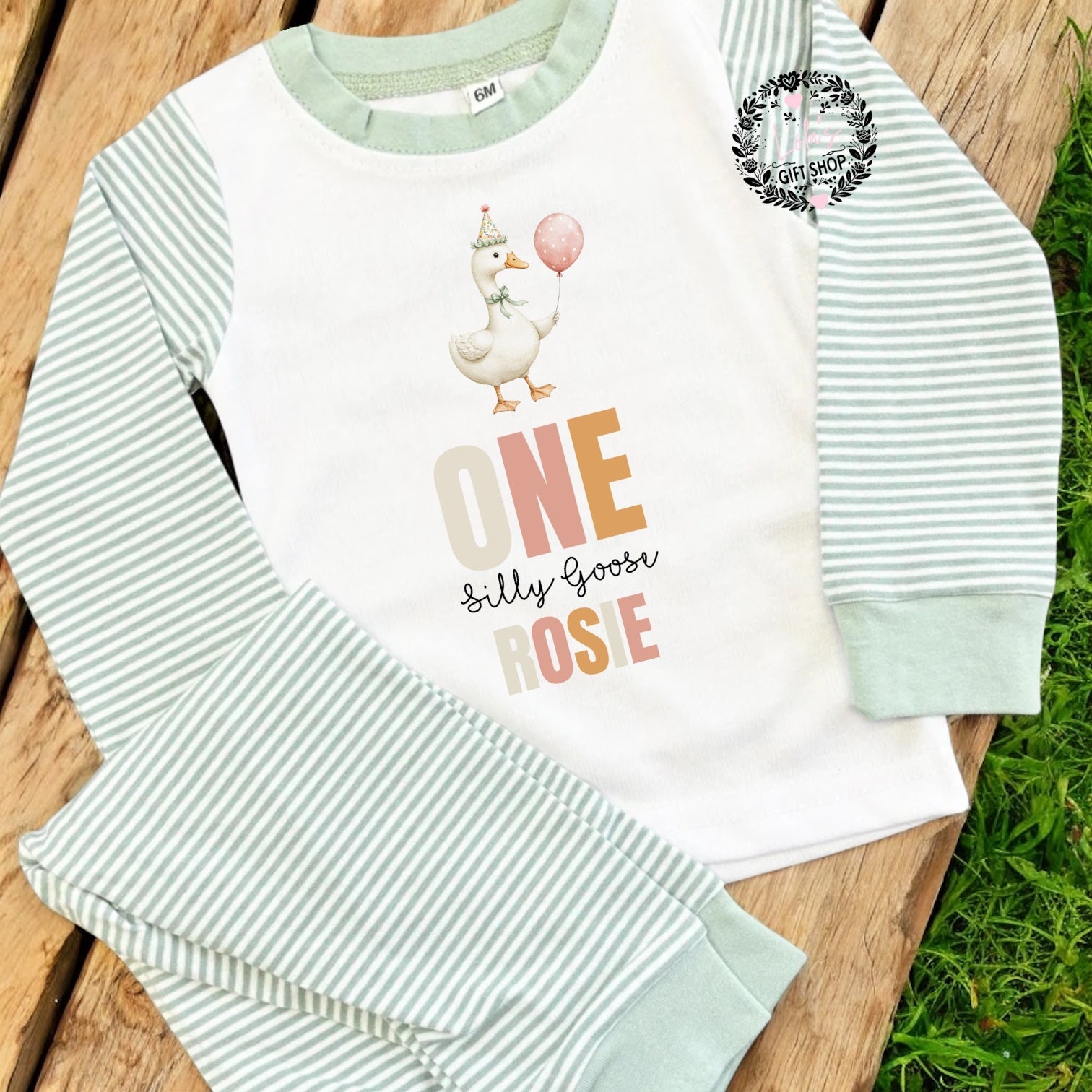One silly goose sage personalised pyjamas