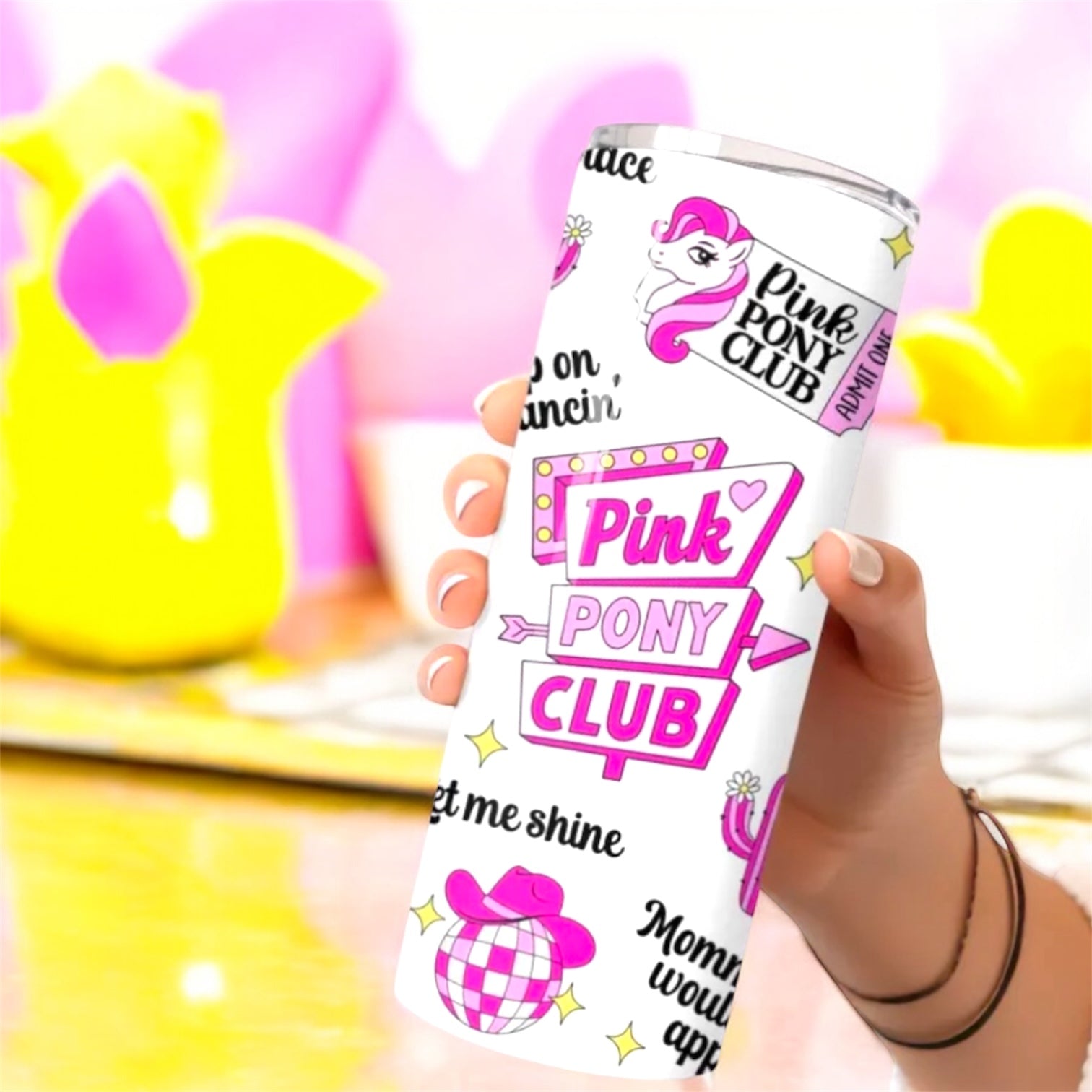 Pink pony club 20oz tumbler
