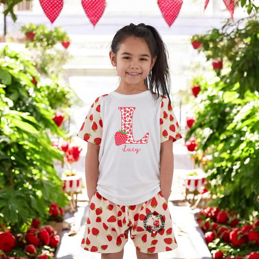 Personalised Strawberry shorts set