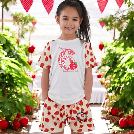 Berry sweet birthday shorts set