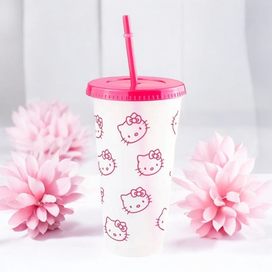 24oz bright pink kitty cold cup