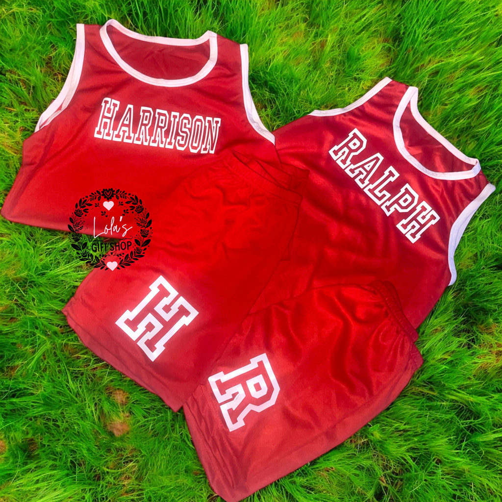 Kids personalised basket ball style sports sets