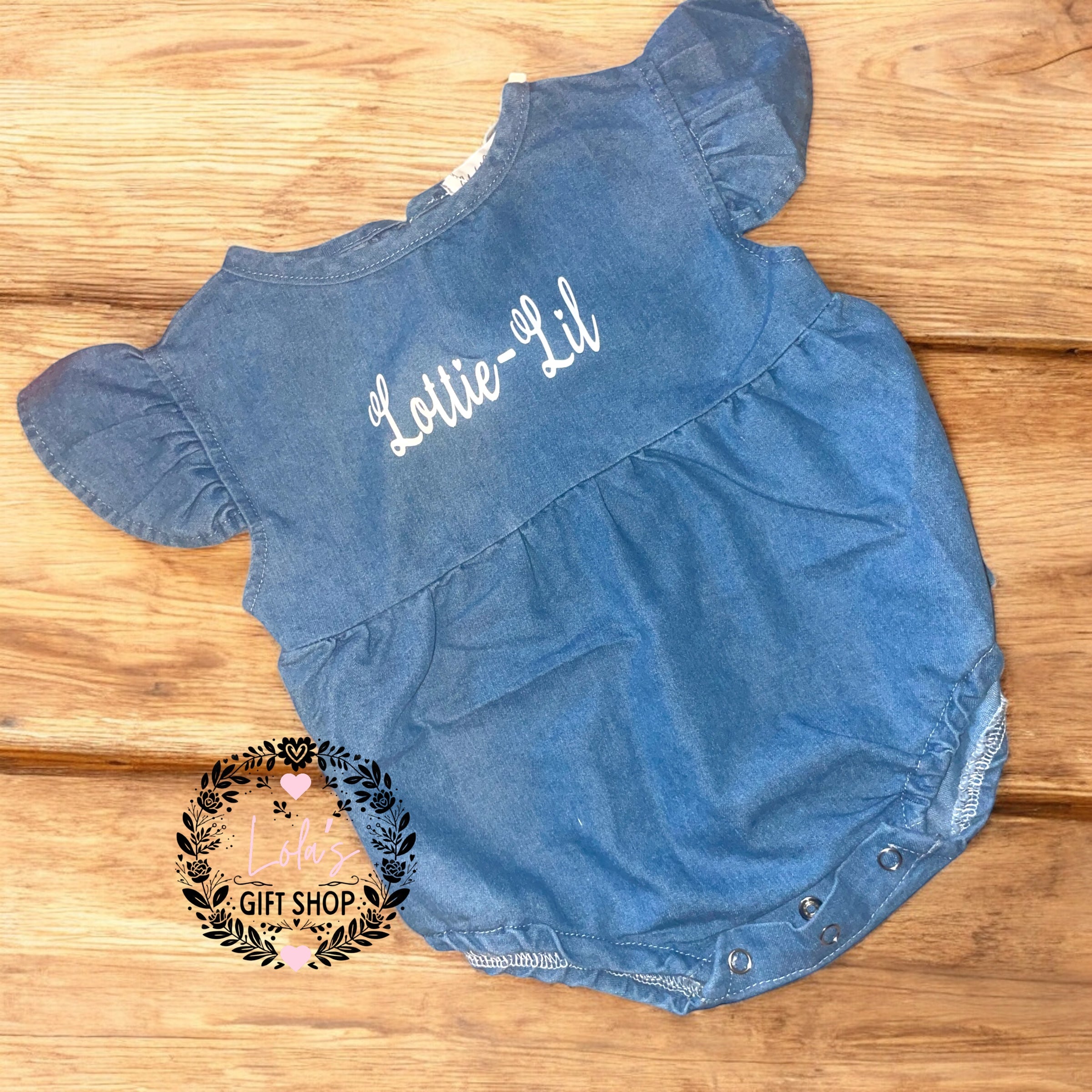 Denim personalised baby romper
