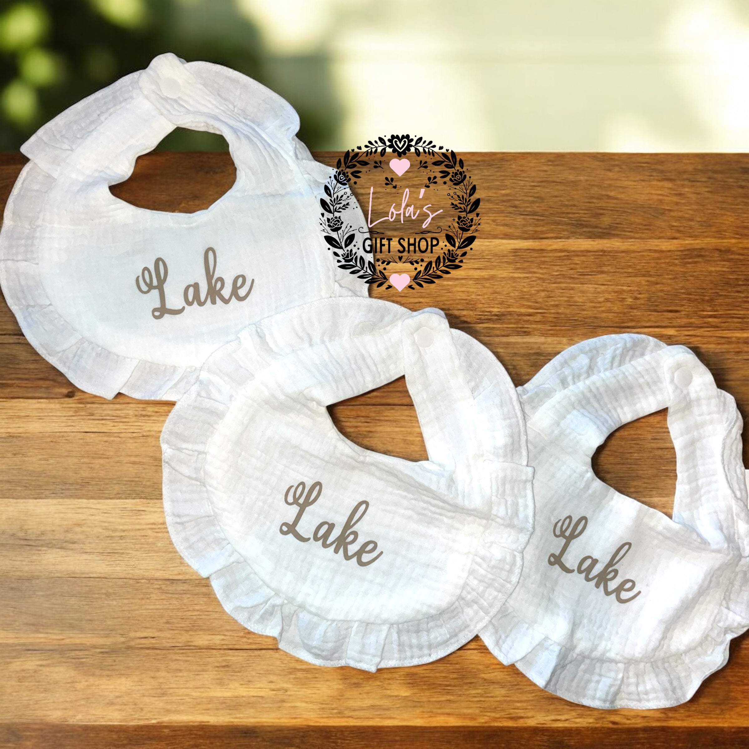 Set of 3 personalised baby bibs