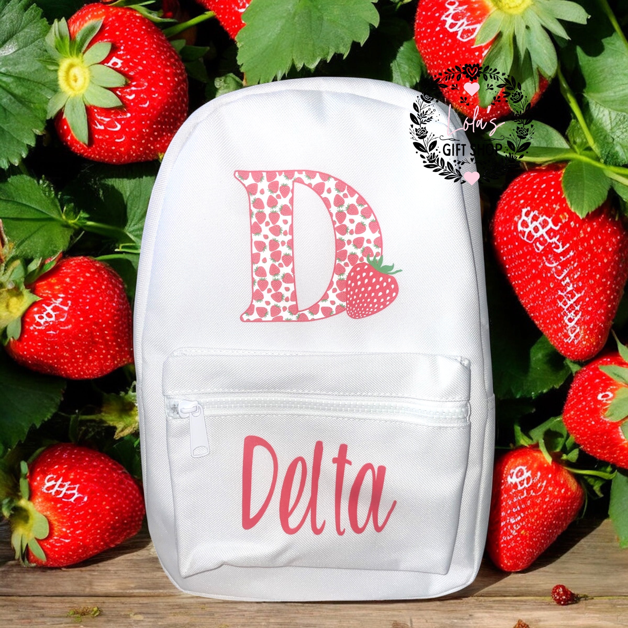 Personalised strawberry backpack