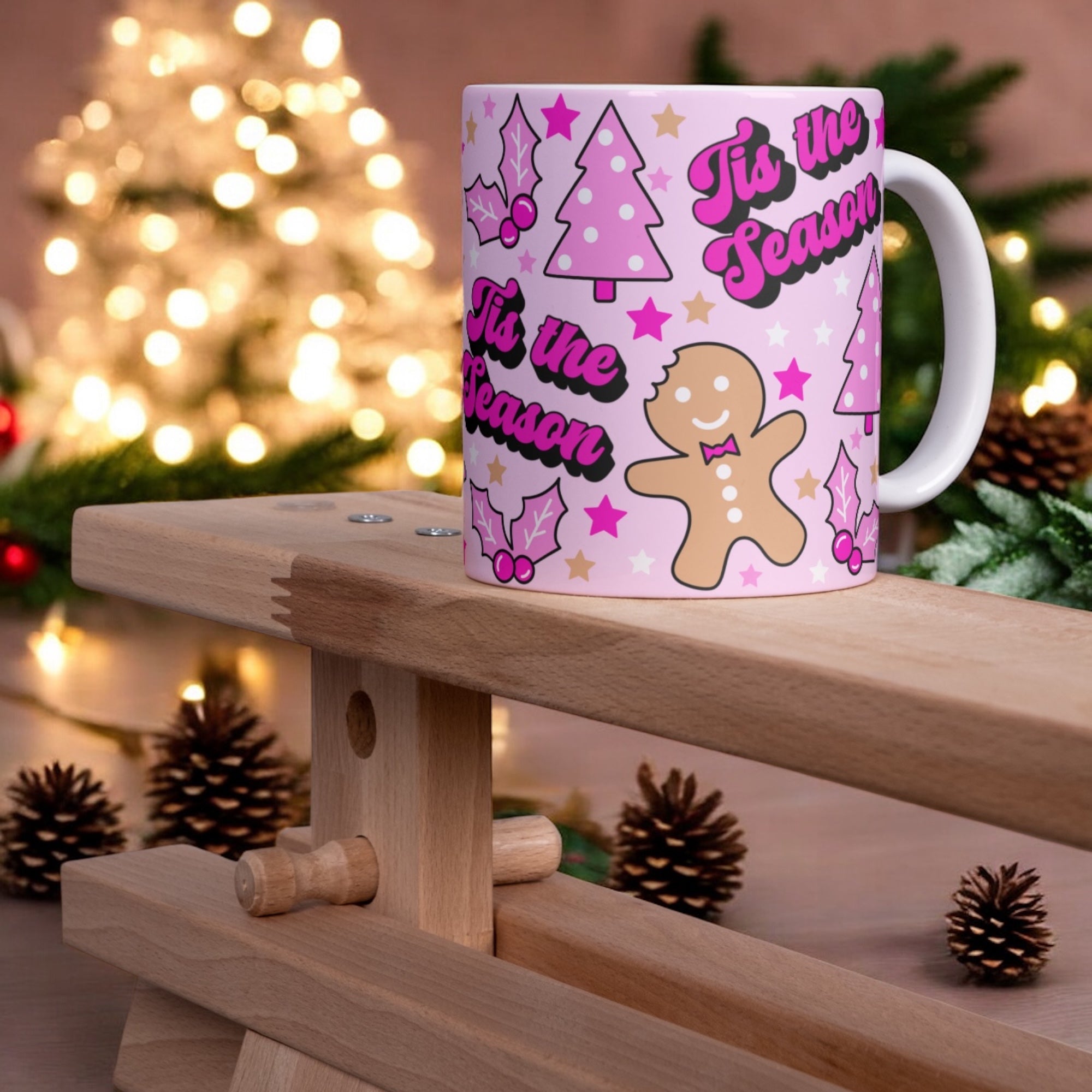 Tis the season pink Christmas 11oz mug