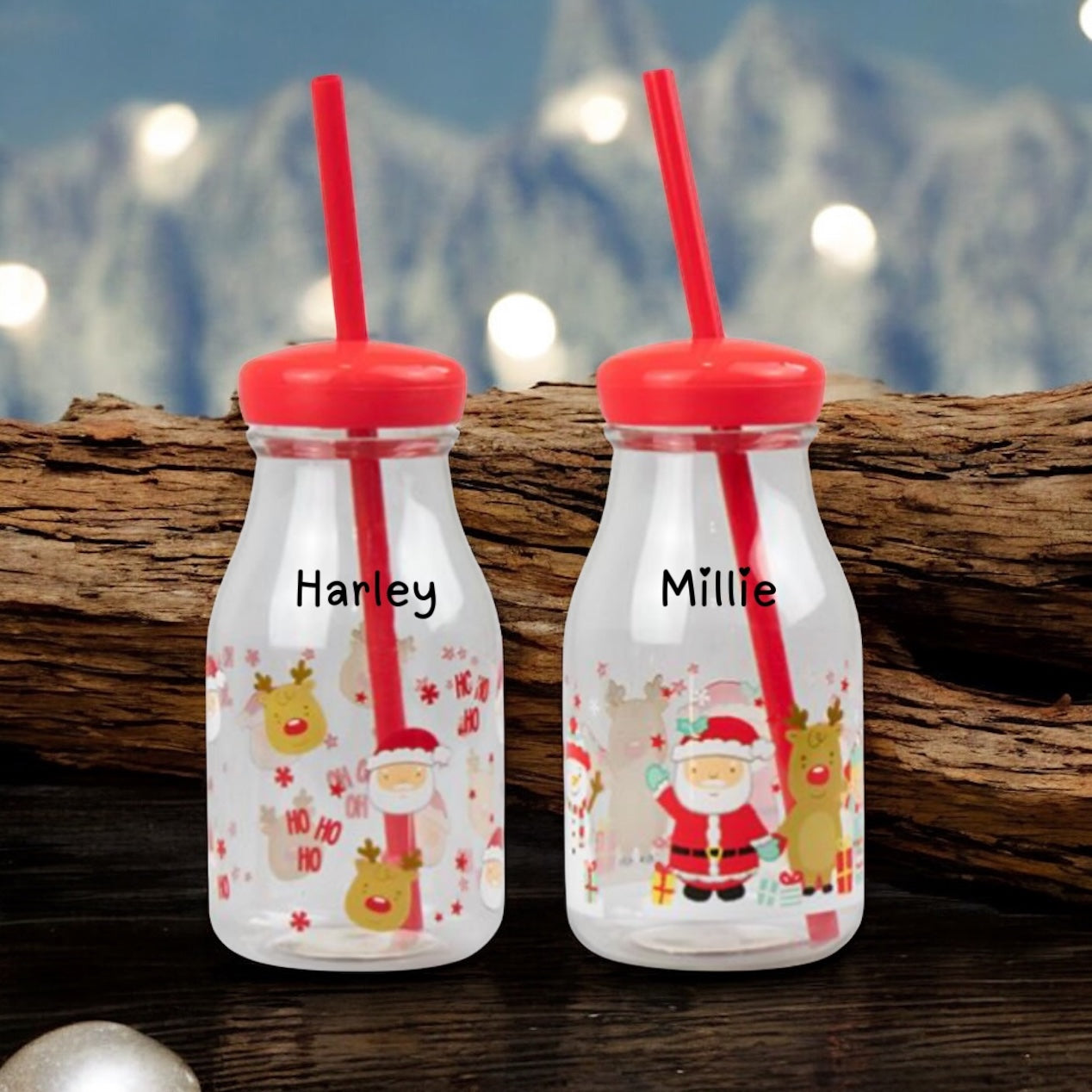Kids Plastic Milk Jar & Straw