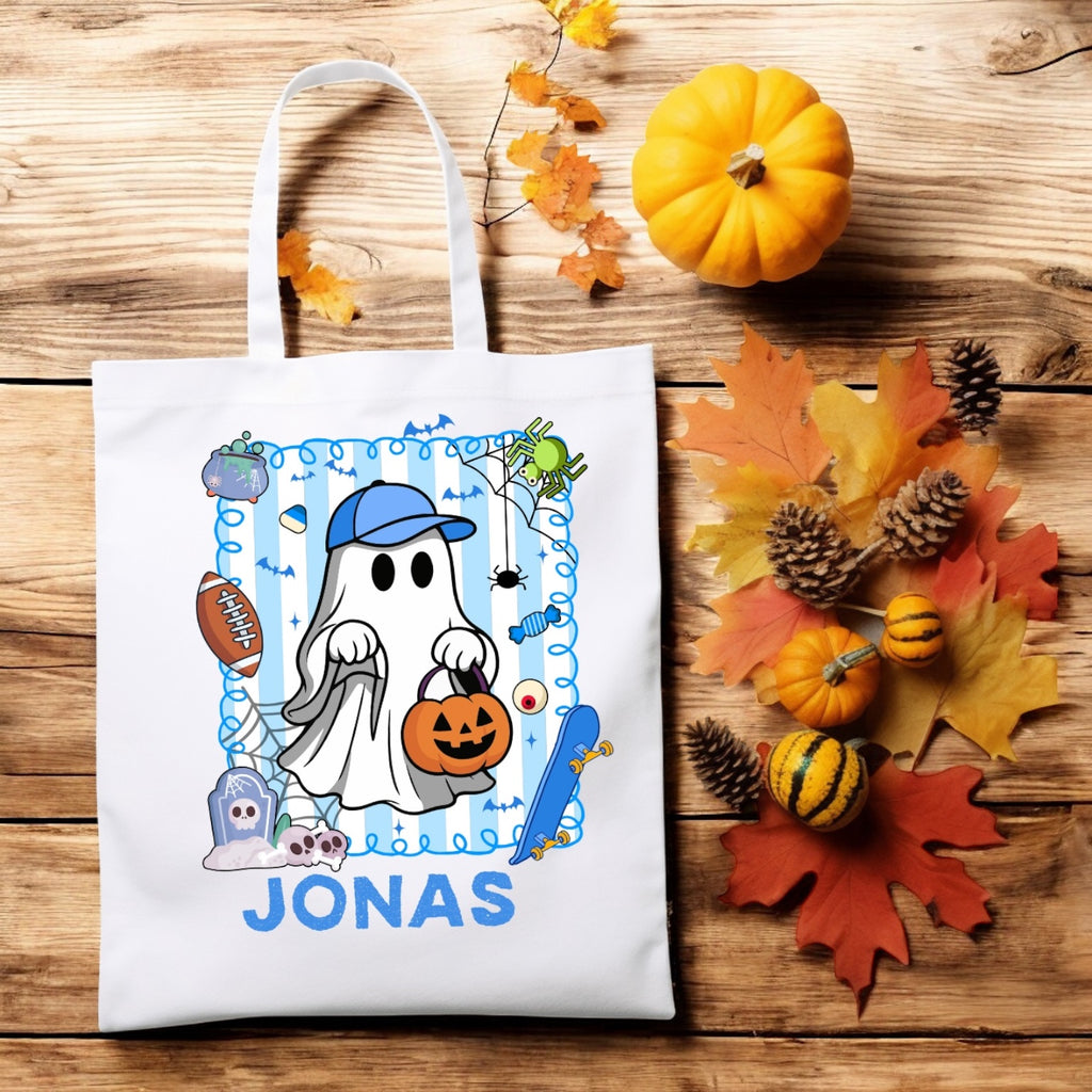 boojee ghost tote bag blue/pink