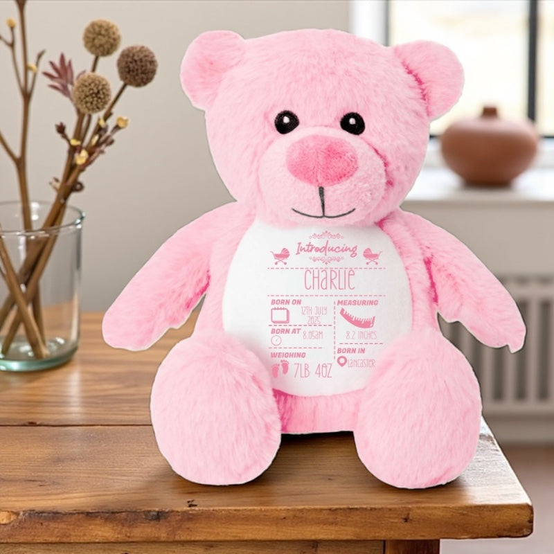 Personalised Birth stats mumbles bear mini plushie (Copy)