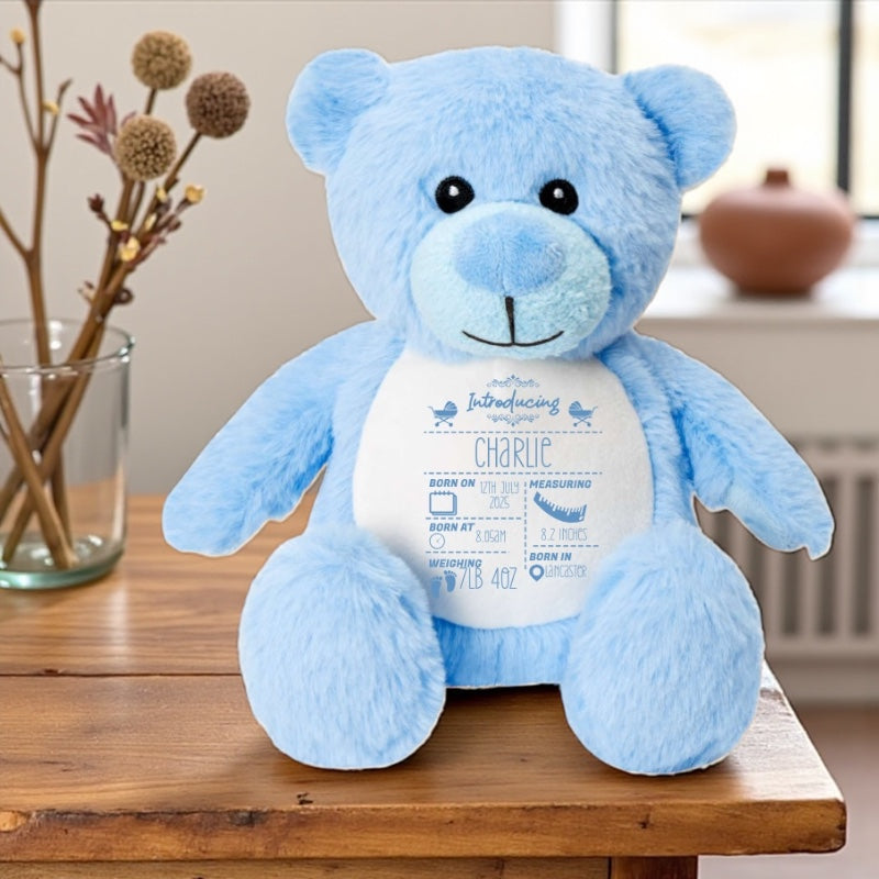 Personalised Birth stats mumbles bear mini plushie (Copy)