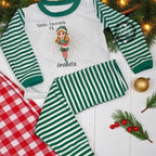 Personalised Elf Christmas Pyjamas – Green Stripe