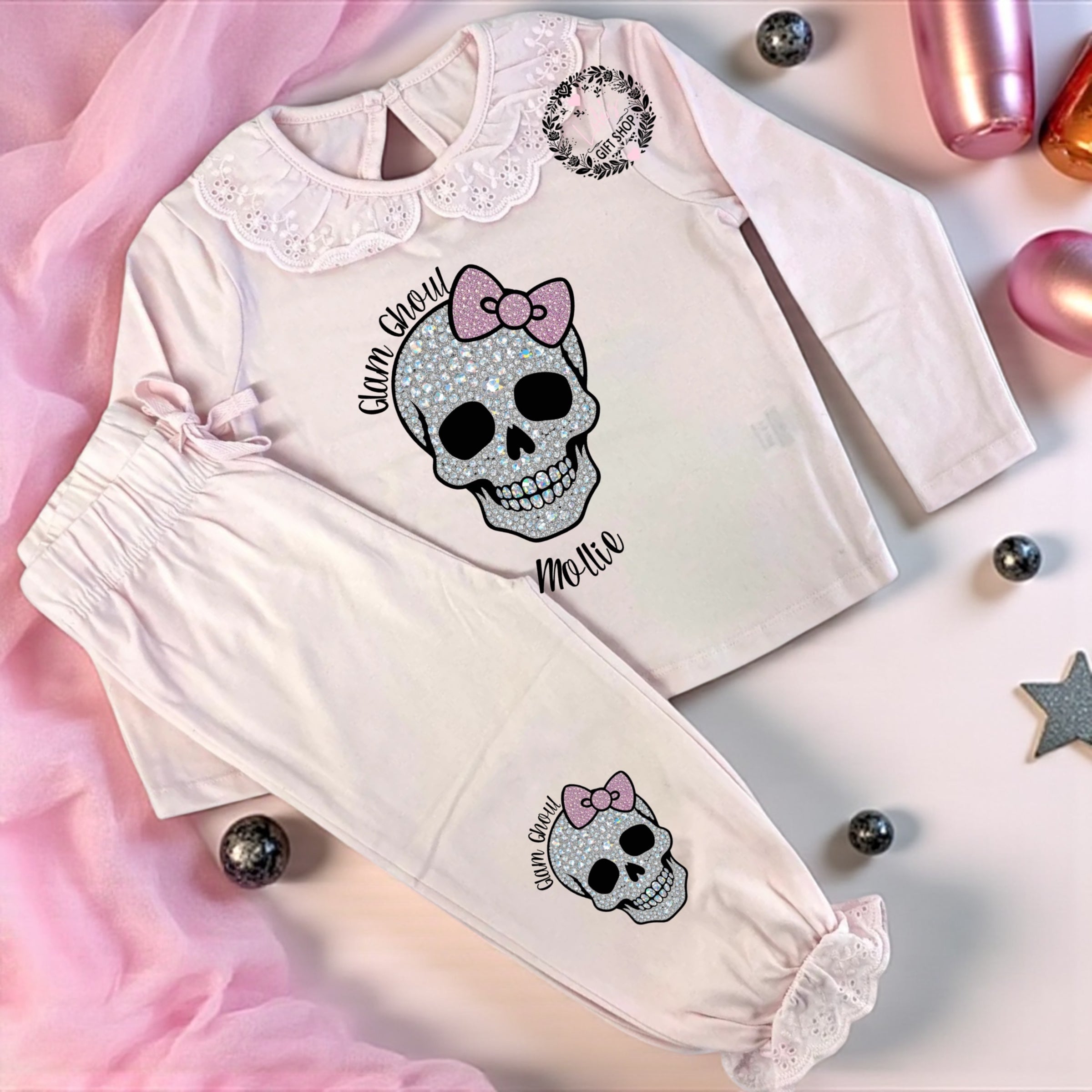 Glam ghoul personalised frill pyjamas