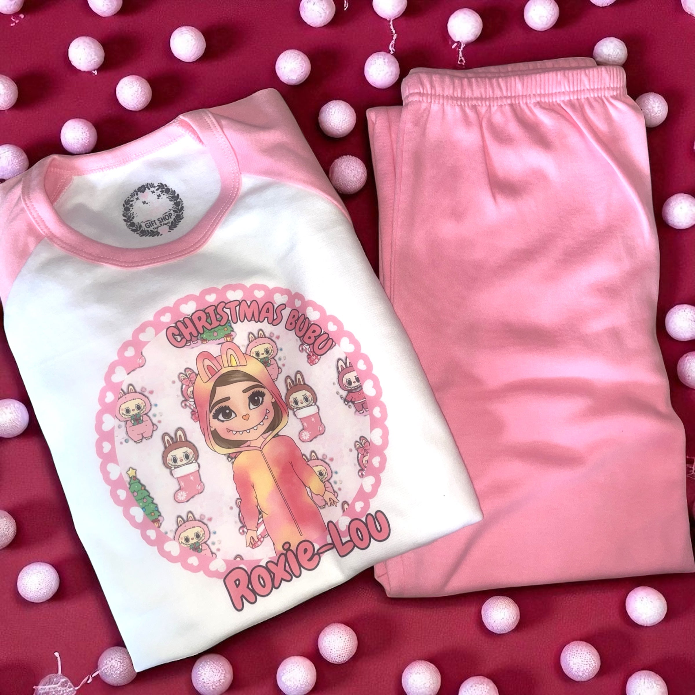 Personalised “Christmas Bubu” Pyjamas pink
