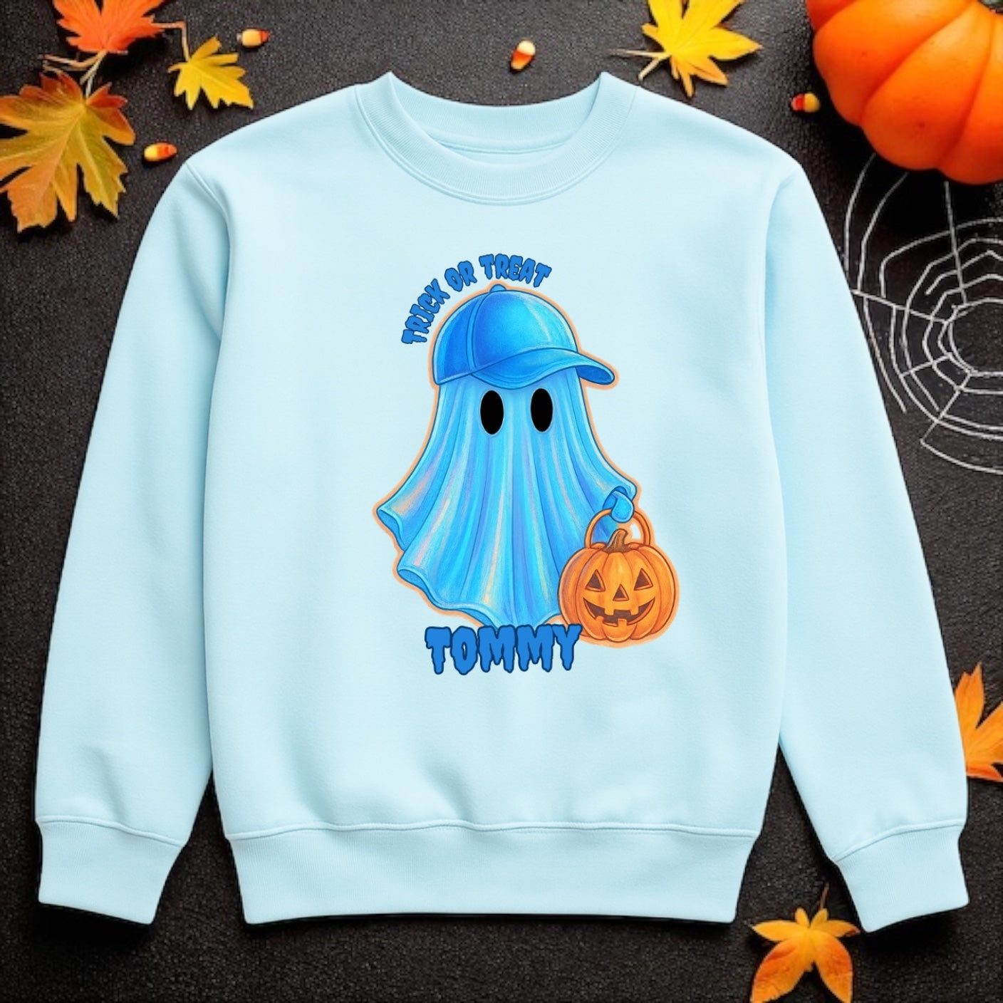 Blue trick or treat sweatshirt
