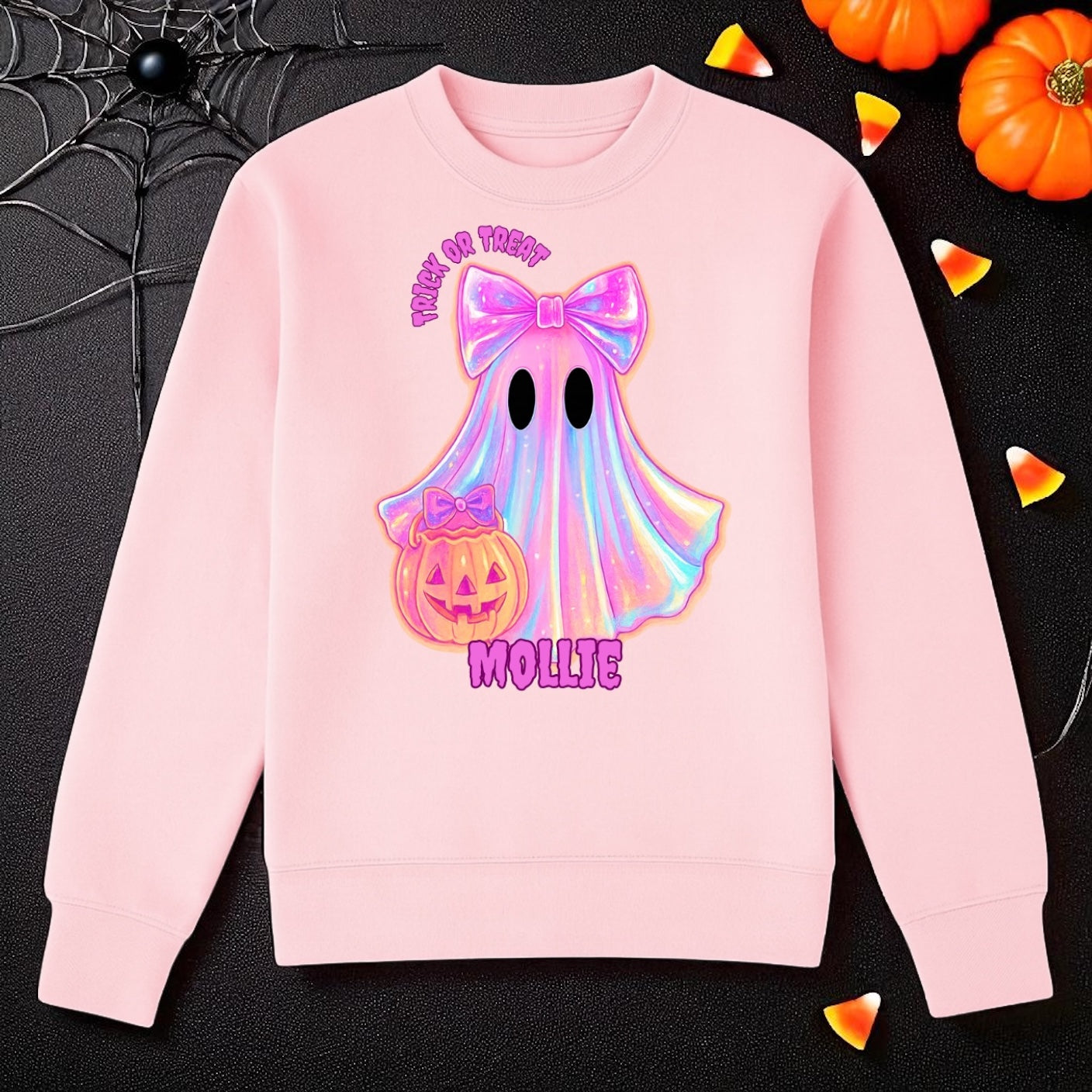 Pink trick or treat sweatshirt