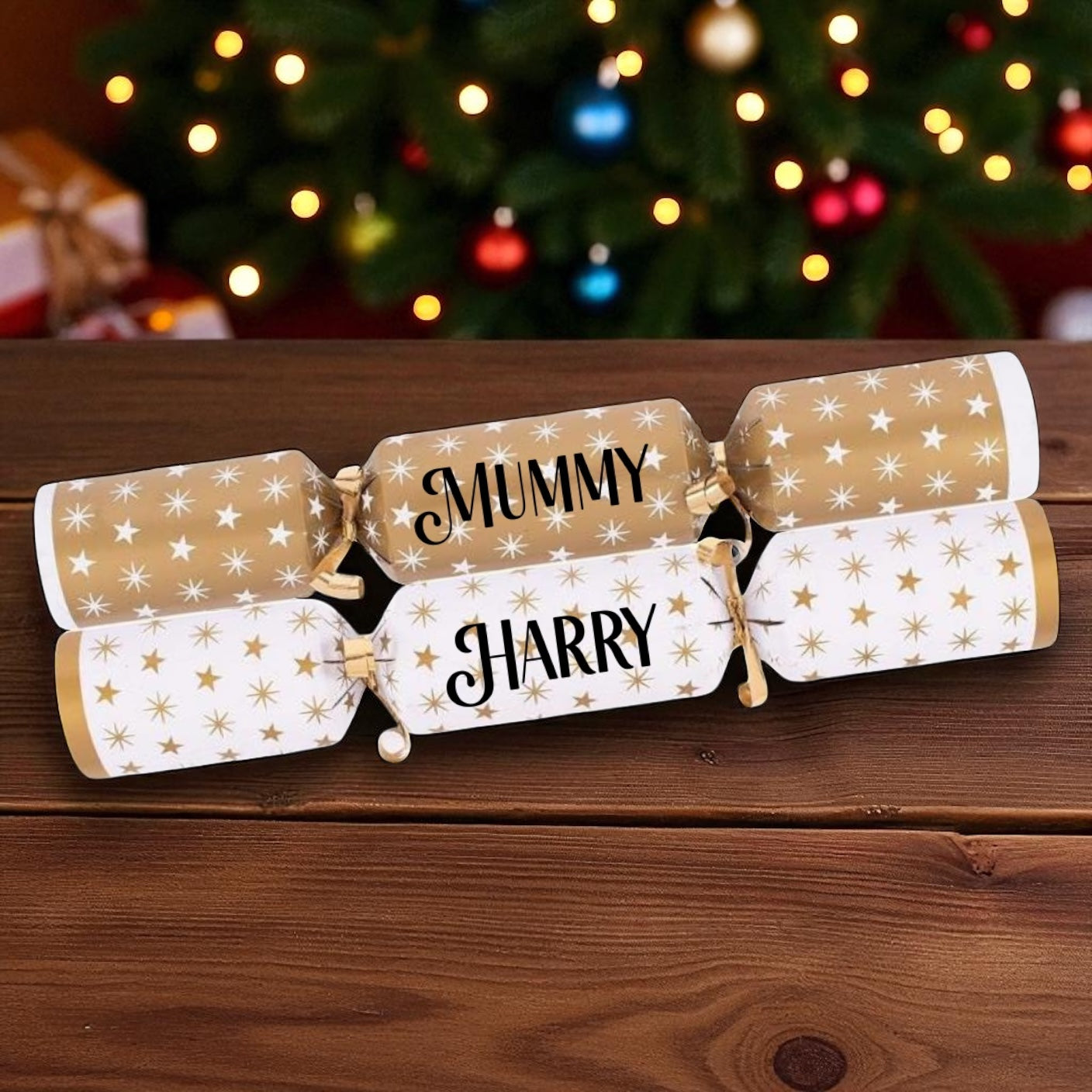 Personalised round filled Christmas cracker