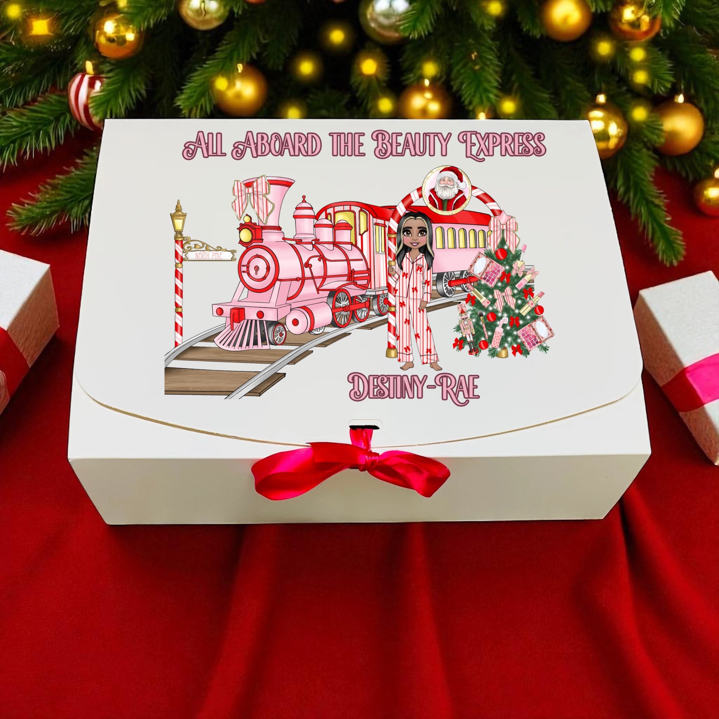 Older girl Red stripped express train girl Christmas gift box