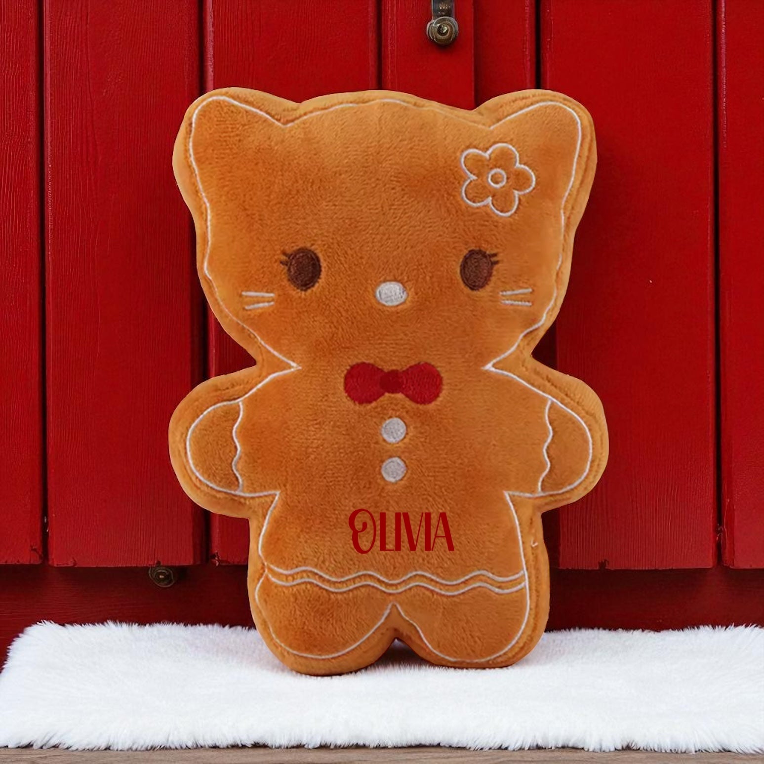 Personalised Gingerbread Cat Plush – Approx. 18cm