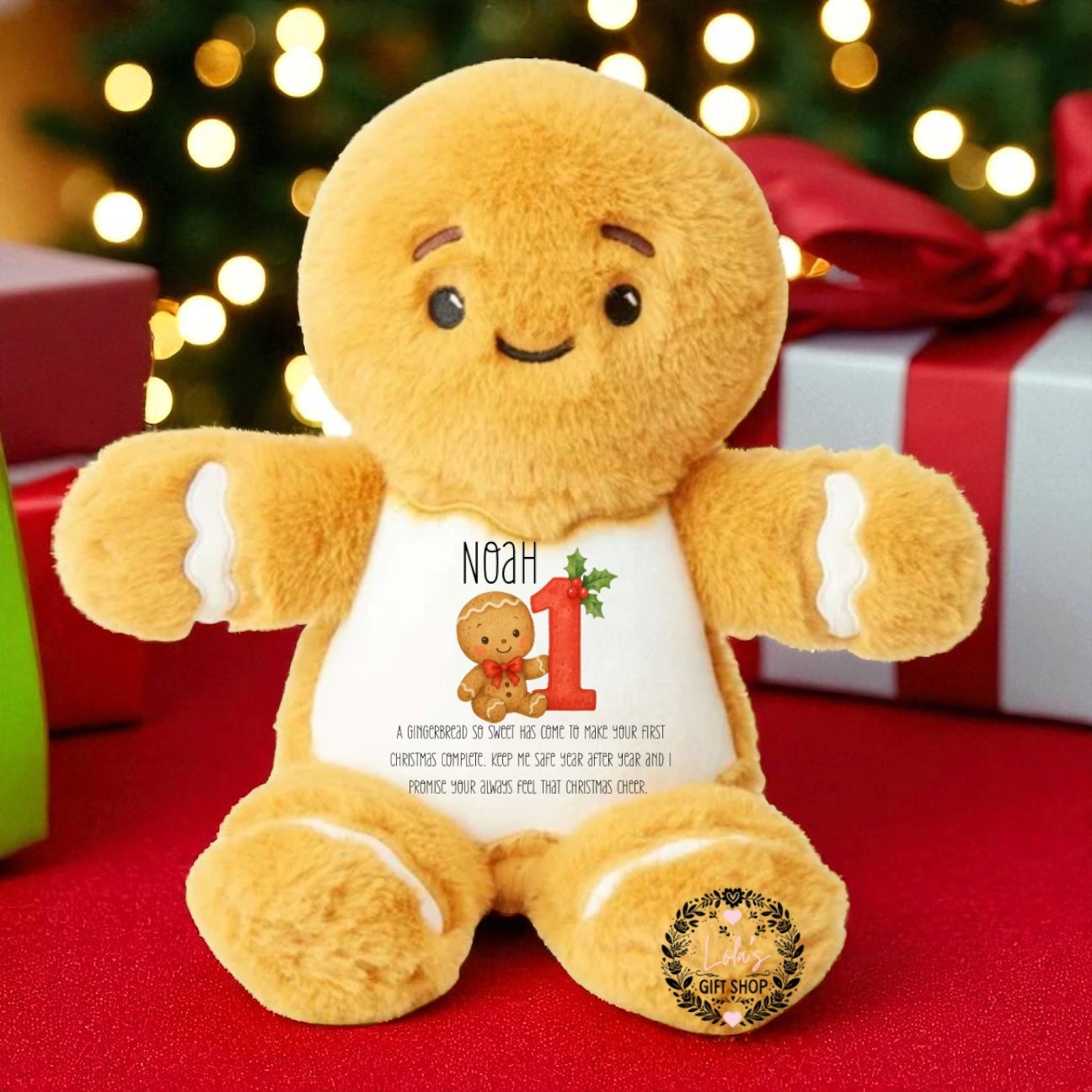 Personalised First Christmas Gingerbread Plush – ✨ “A cuddly Christmas friend to treasure forever.” 🎄